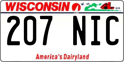WI license plate 207NIC