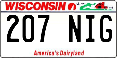 WI license plate 207NIG