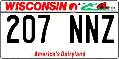 WI license plate 207NNZ