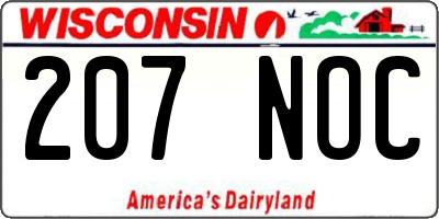 WI license plate 207NOC