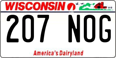 WI license plate 207NOG