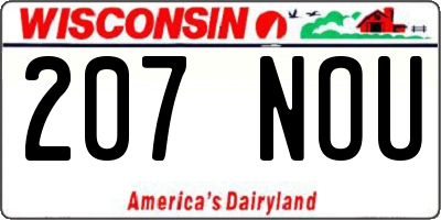 WI license plate 207NOU