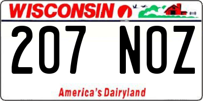 WI license plate 207NOZ