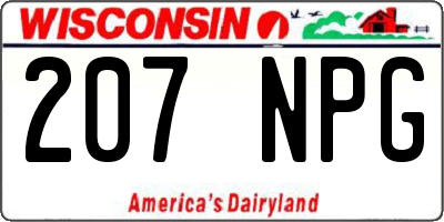 WI license plate 207NPG
