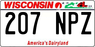 WI license plate 207NPZ