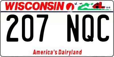 WI license plate 207NQC