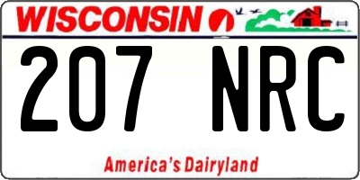 WI license plate 207NRC