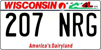 WI license plate 207NRG