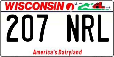WI license plate 207NRL