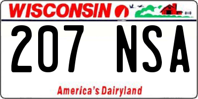 WI license plate 207NSA