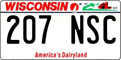 WI license plate 207NSC