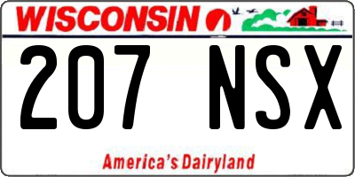 WI license plate 207NSX