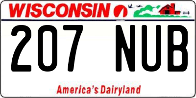 WI license plate 207NUB