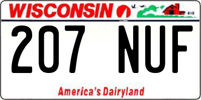 WI license plate 207NUF