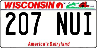 WI license plate 207NUI
