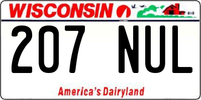 WI license plate 207NUL