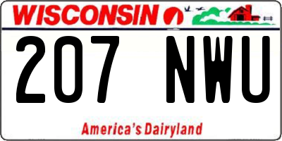 WI license plate 207NWU