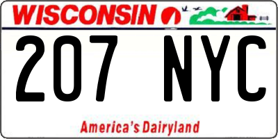 WI license plate 207NYC