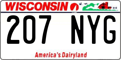 WI license plate 207NYG