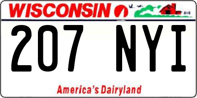 WI license plate 207NYI
