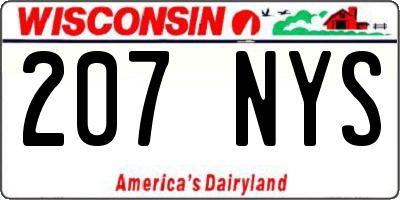 WI license plate 207NYS