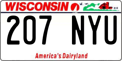 WI license plate 207NYU