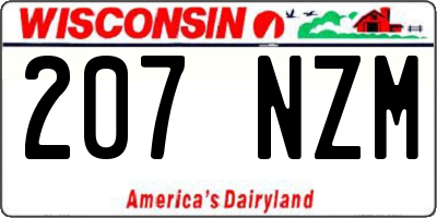WI license plate 207NZM