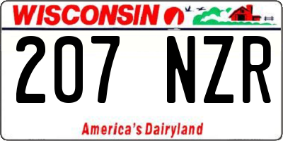 WI license plate 207NZR