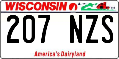 WI license plate 207NZS