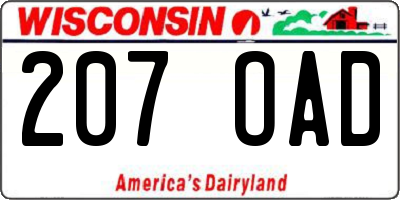 WI license plate 207OAD