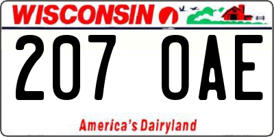WI license plate 207OAE