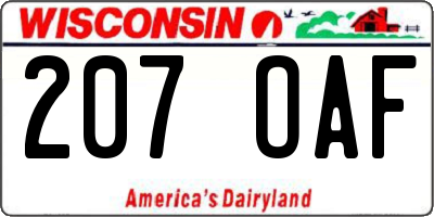 WI license plate 207OAF