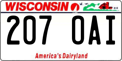WI license plate 207OAI