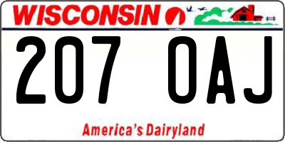 WI license plate 207OAJ
