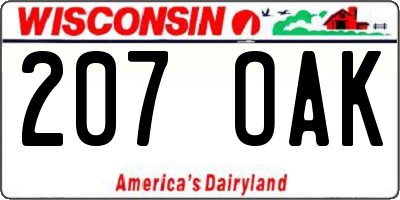 WI license plate 207OAK