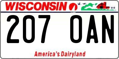 WI license plate 207OAN