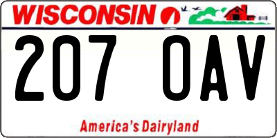 WI license plate 207OAV