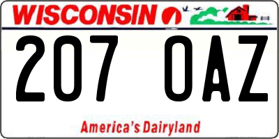 WI license plate 207OAZ