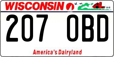 WI license plate 207OBD