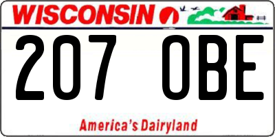 WI license plate 207OBE