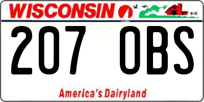 WI license plate 207OBS