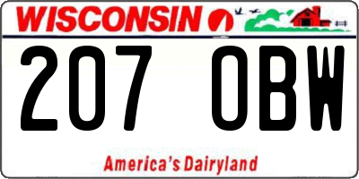 WI license plate 207OBW