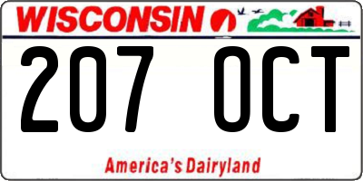 WI license plate 207OCT