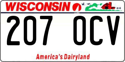 WI license plate 207OCV