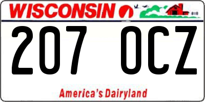 WI license plate 207OCZ