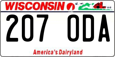 WI license plate 207ODA