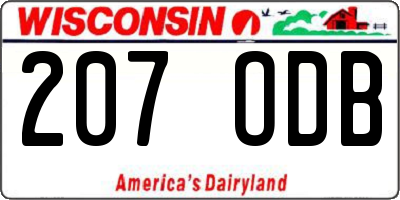 WI license plate 207ODB