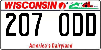 WI license plate 207ODD