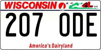 WI license plate 207ODE