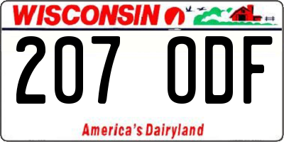 WI license plate 207ODF